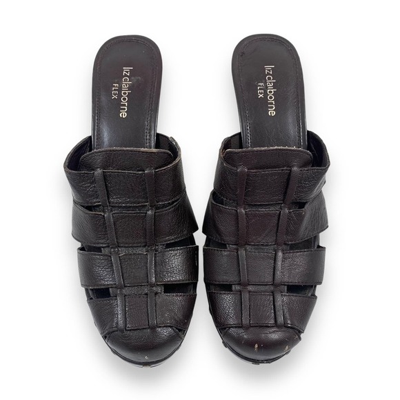 Vintage LIZ CLAIBORNE leather studded platform mules - Picture 3 of 12